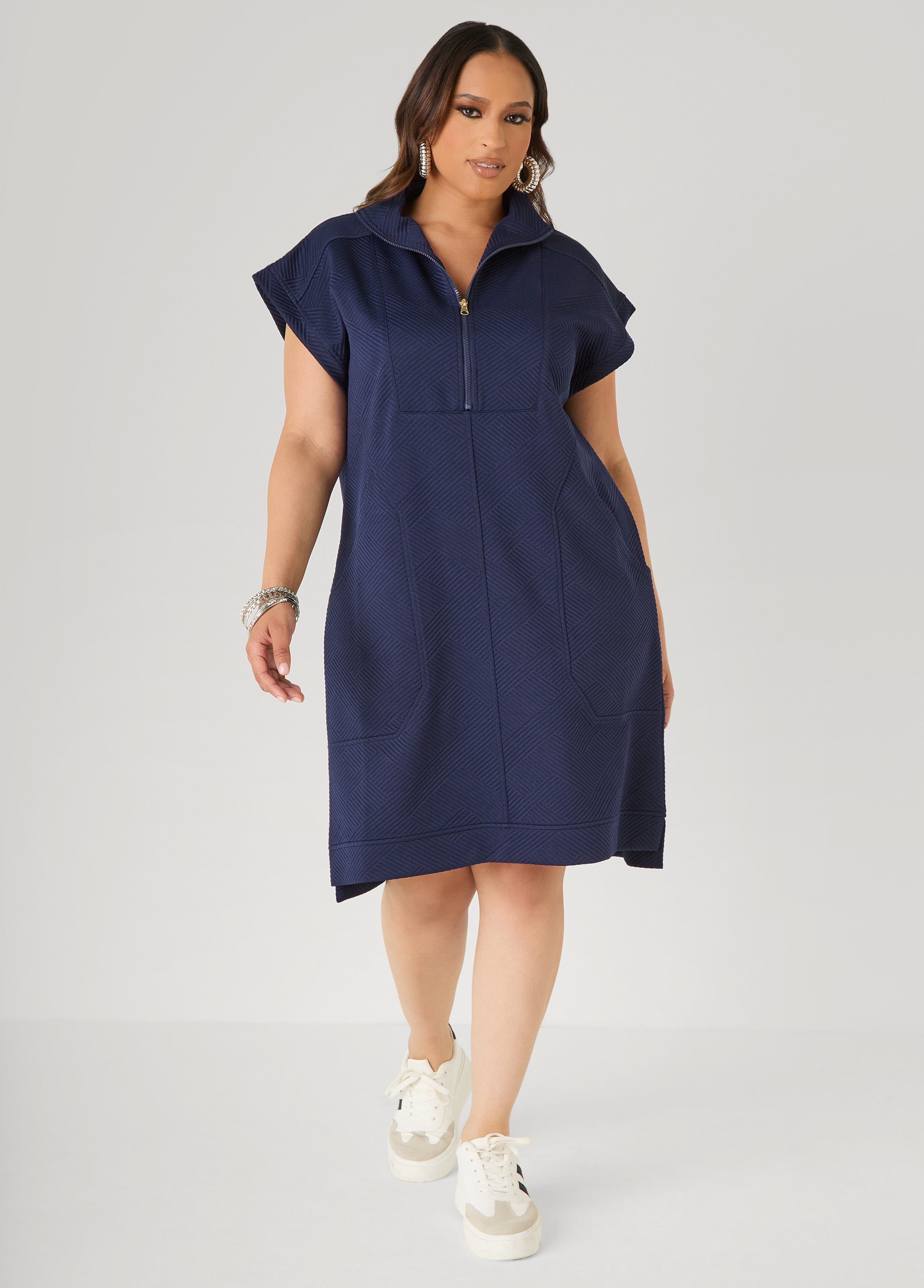 Athletic Knit Sneaker Dress White | Ashley Stewart