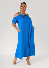 Cold Shoulder Maxi Dress Victoria Blue | Ashley Stewart