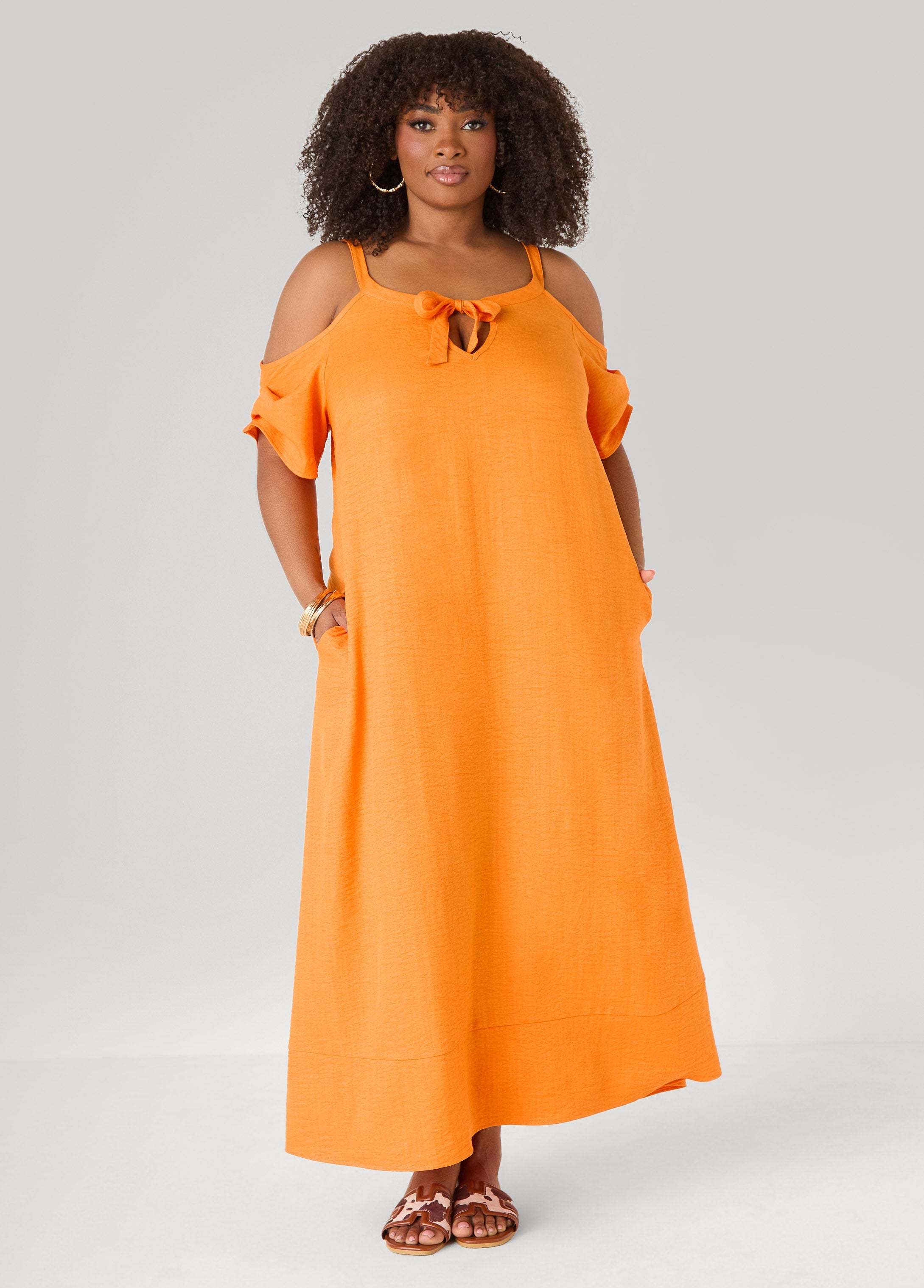 Cold Shoulder Maxi Dress Victoria Blue | Ashley Stewart