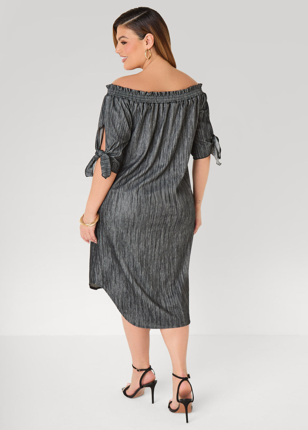 Off The Shoulder Denim Dress Denim | Ashley Stewart