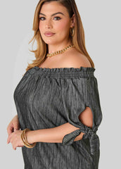 Off The Shoulder Denim Dress Denim | Ashley Stewart
