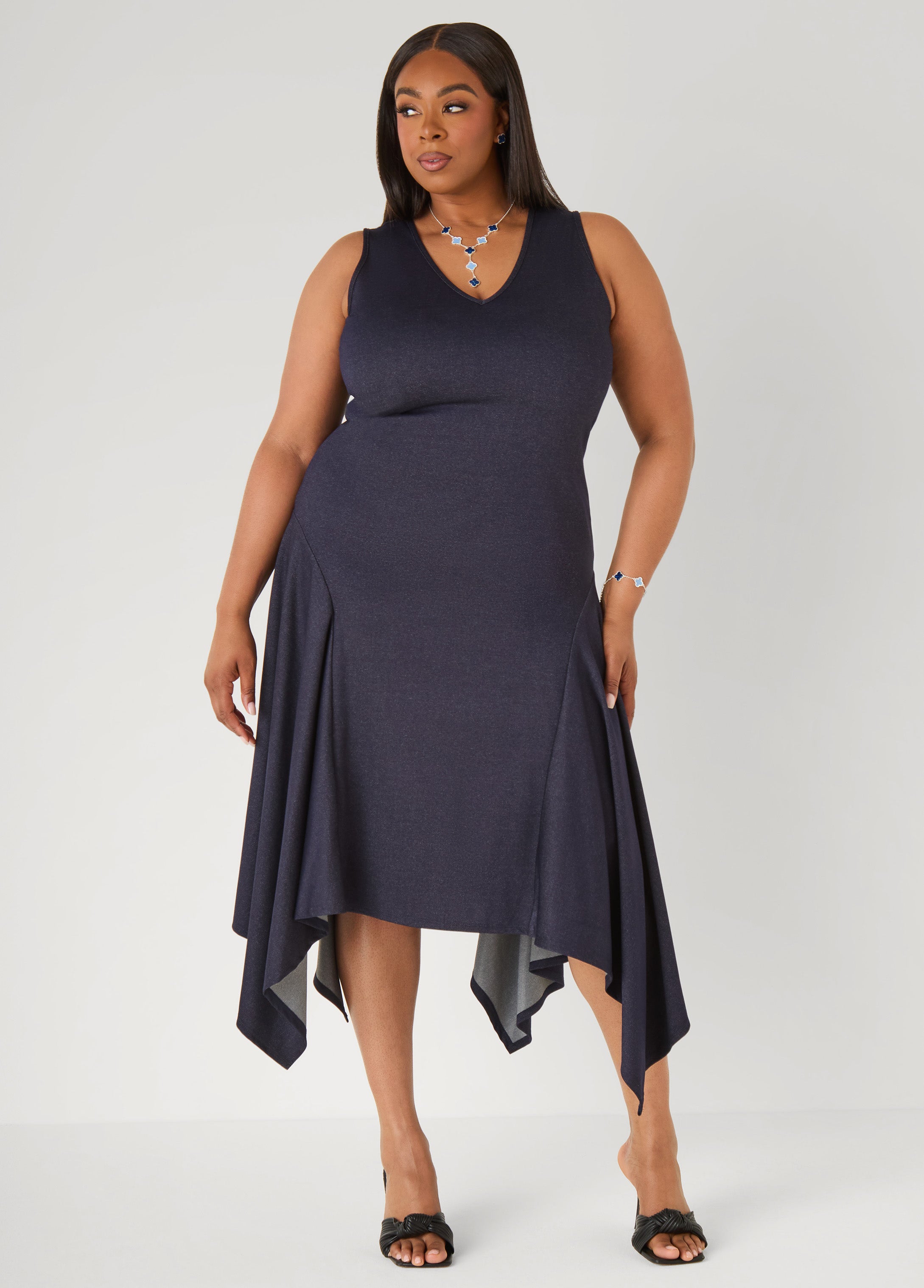Denim Handkerchief Dress Denim | Ashley Stewart
