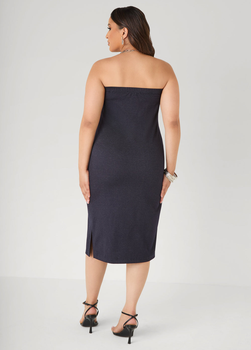 Denim Midi Tube Dress Denim | Ashley Stewart