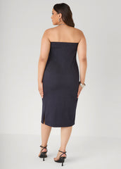 Denim Midi Tube Dress Denim | Ashley Stewart
