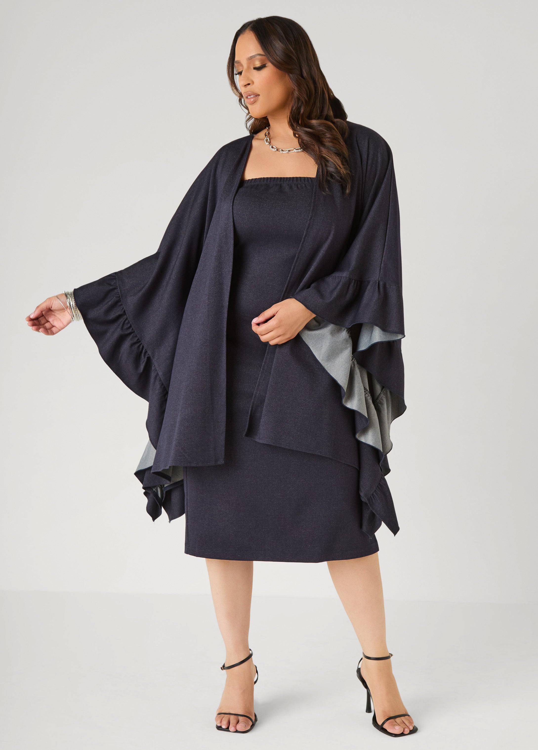 Denim Midi Tube Dress Denim | Ashley Stewart
