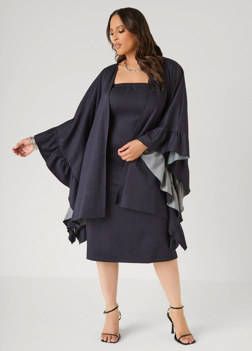 Denim Midi Tube Dress Denim | Ashley Stewart