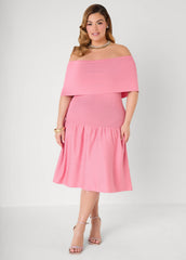 Off The Shoulder Sweater Dress Confetti | Ashley Stewart
