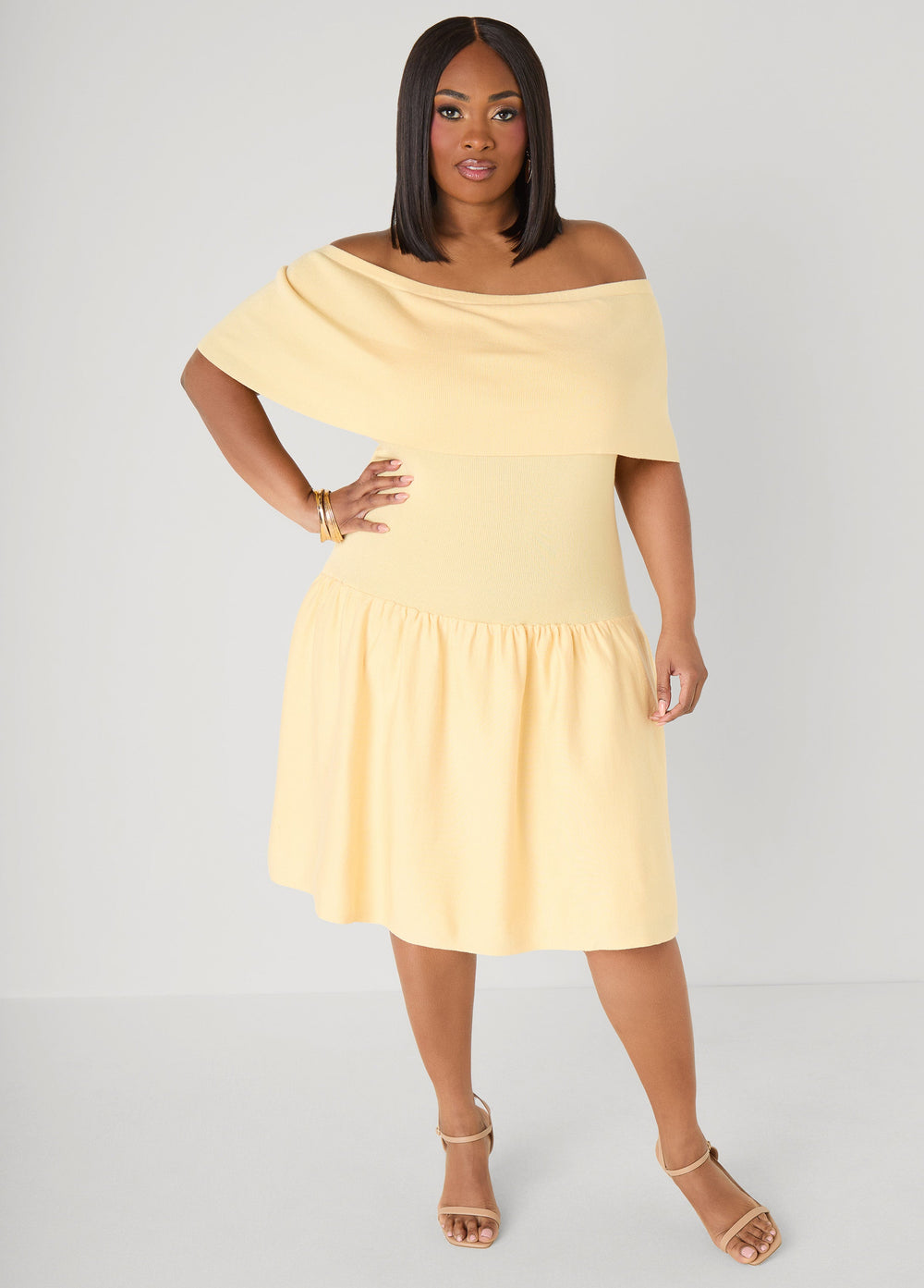 Off The Shoulder Sweater Dress Confetti | Ashley Stewart
