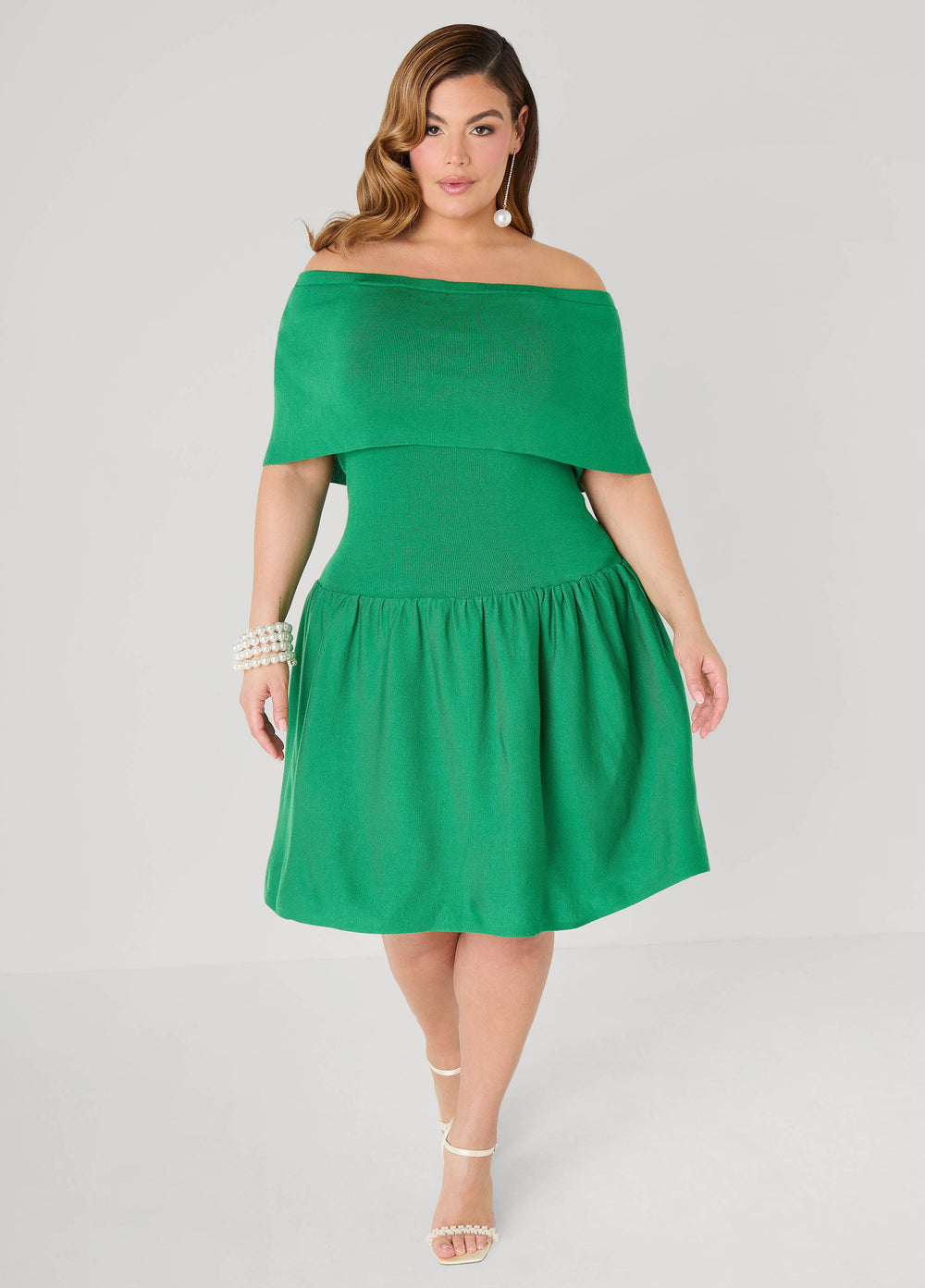 Off The Shoulder Sweater Dress Confetti | Ashley Stewart