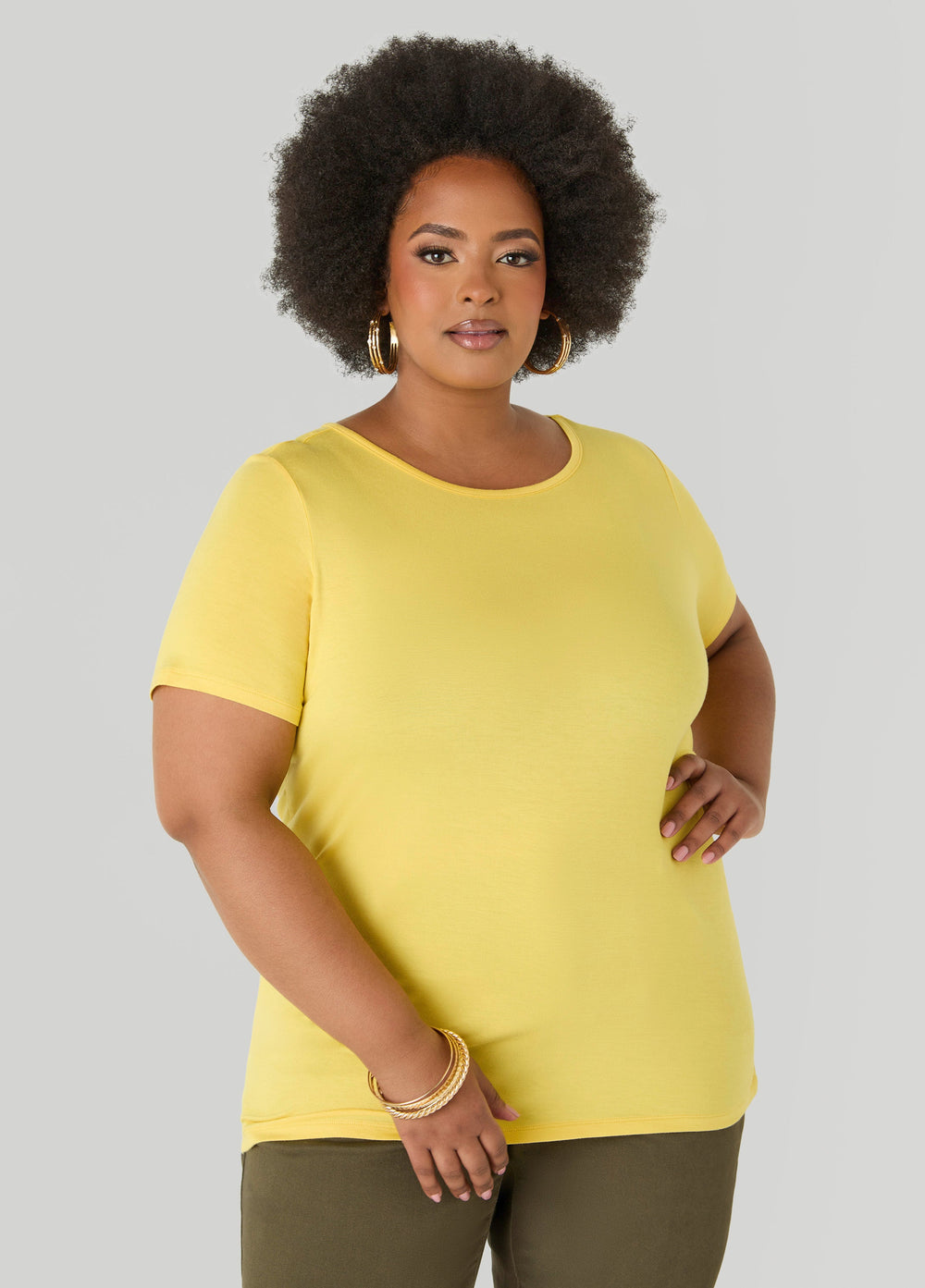The Basic Jersey Crewneck Tee Calypso Coral | Ashley Stewart