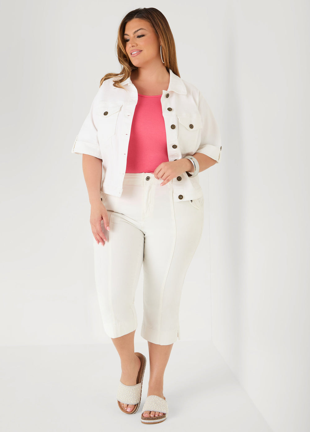 The Basic Jersey Crewneck Tee Calypso Coral | Ashley Stewart