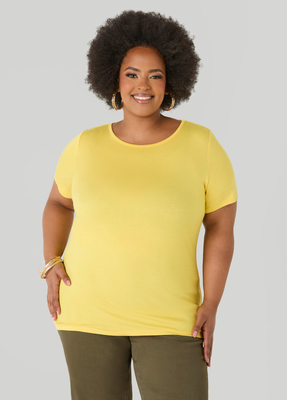 The Basic Jersey Crewneck Tee Calypso Coral | Ashley Stewart