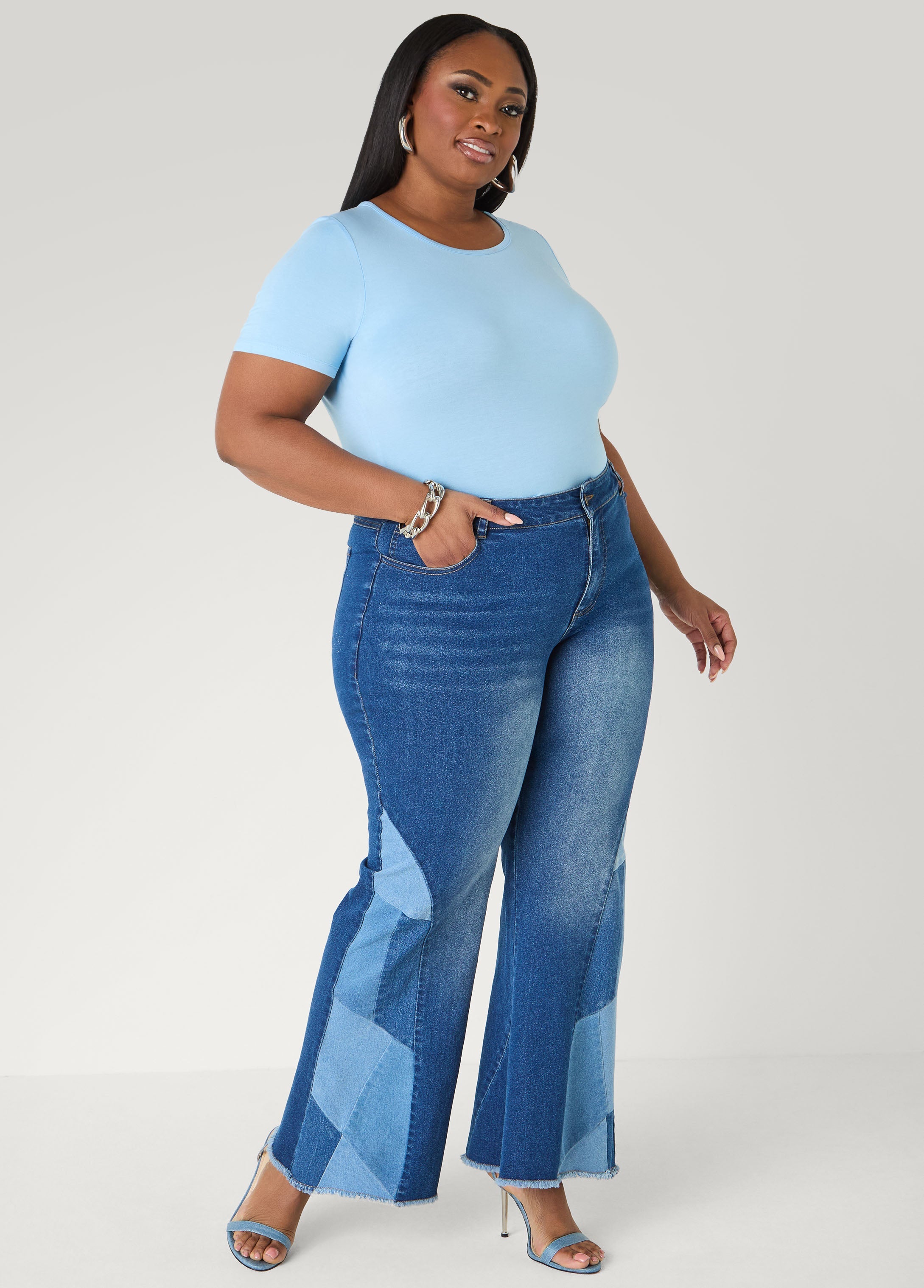 Basic Crewneck Jersey Tee Victoria Blue | Ashley Stewart