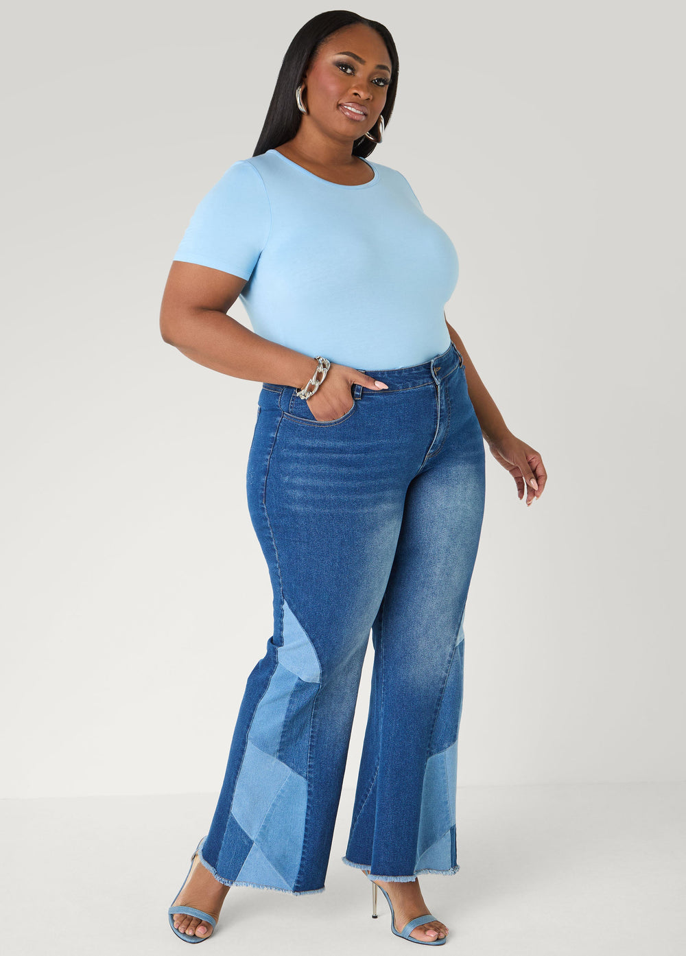Basic Crewneck Jersey Tee Victoria Blue | Ashley Stewart