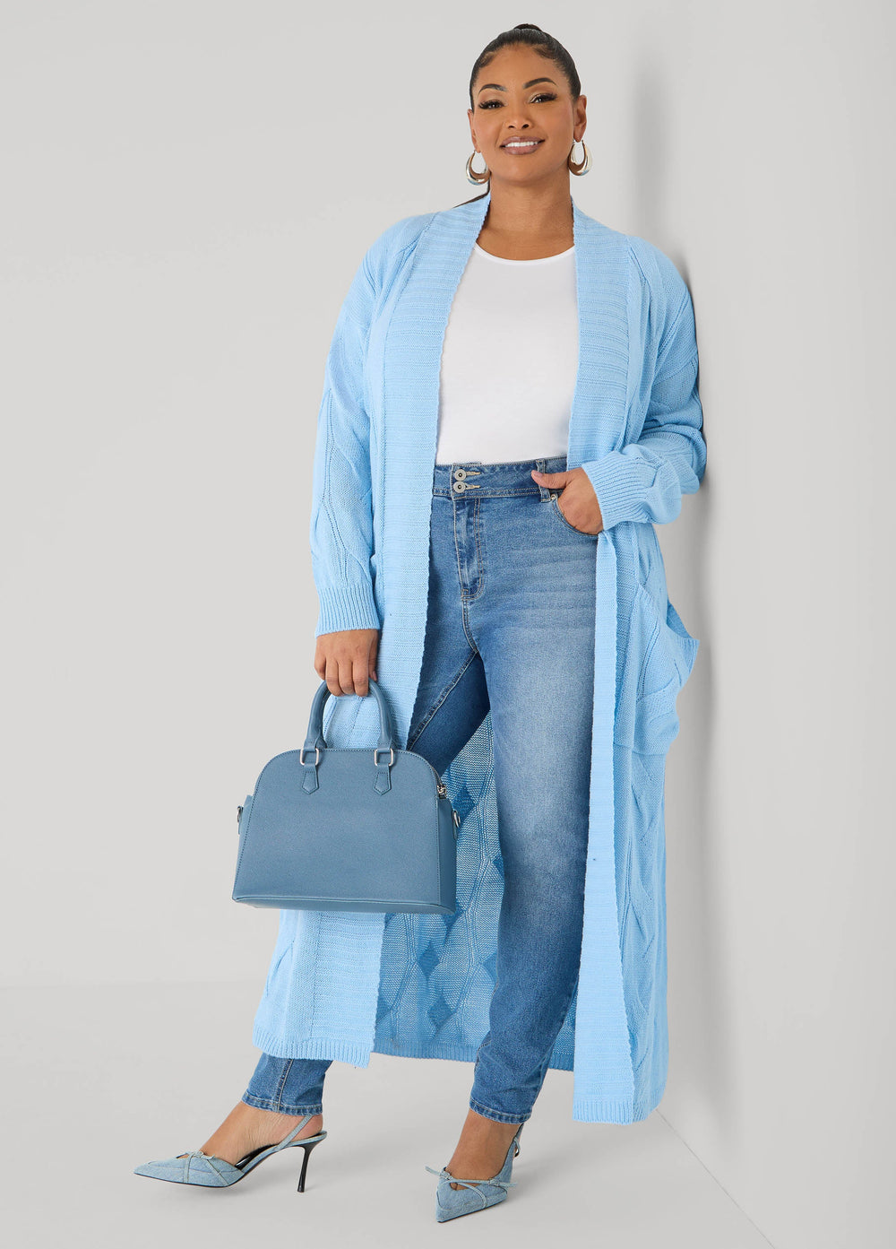 Basic Crewneck Jersey Tee Victoria Blue | Ashley Stewart