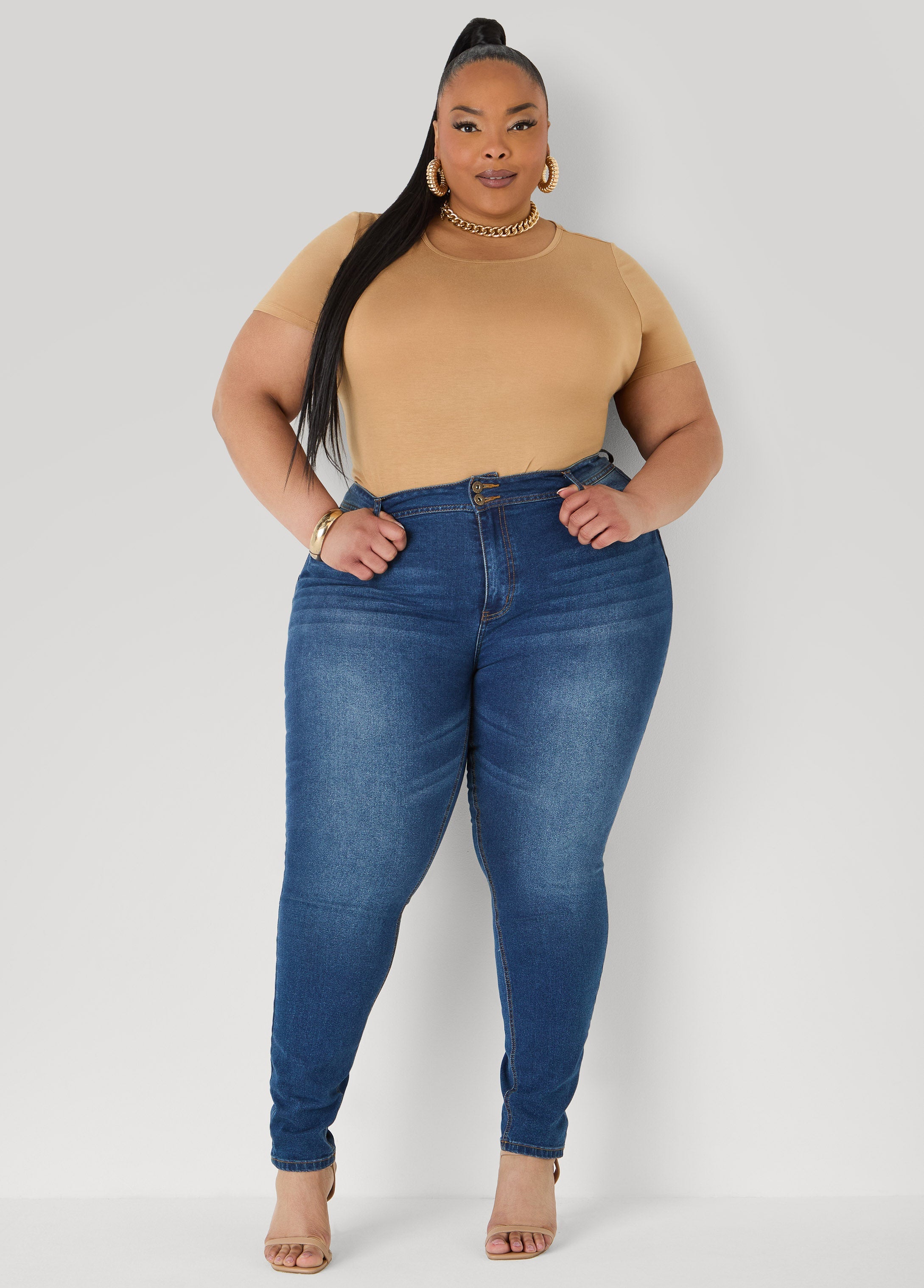 Basic Crewneck Jersey Tee Victoria Blue | Ashley Stewart