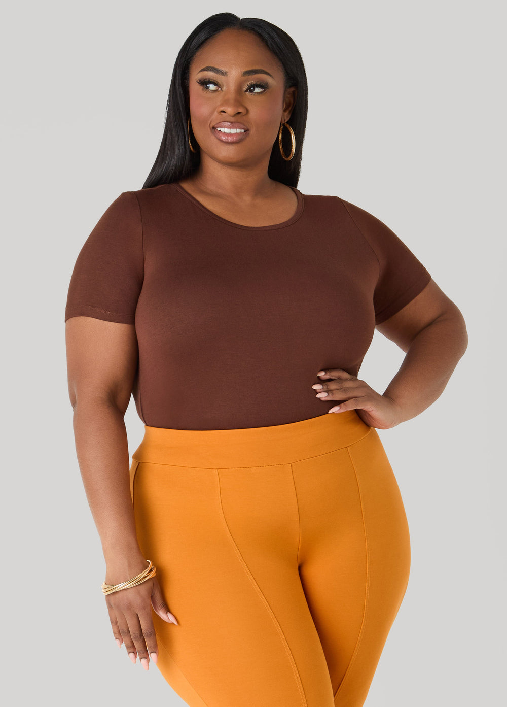 Basic Crewneck Jersey Tee Victoria Blue | Ashley Stewart