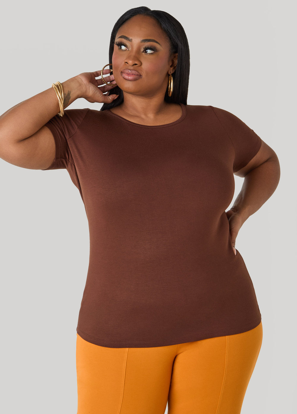 Basic Crewneck Jersey Tee Victoria Blue | Ashley Stewart