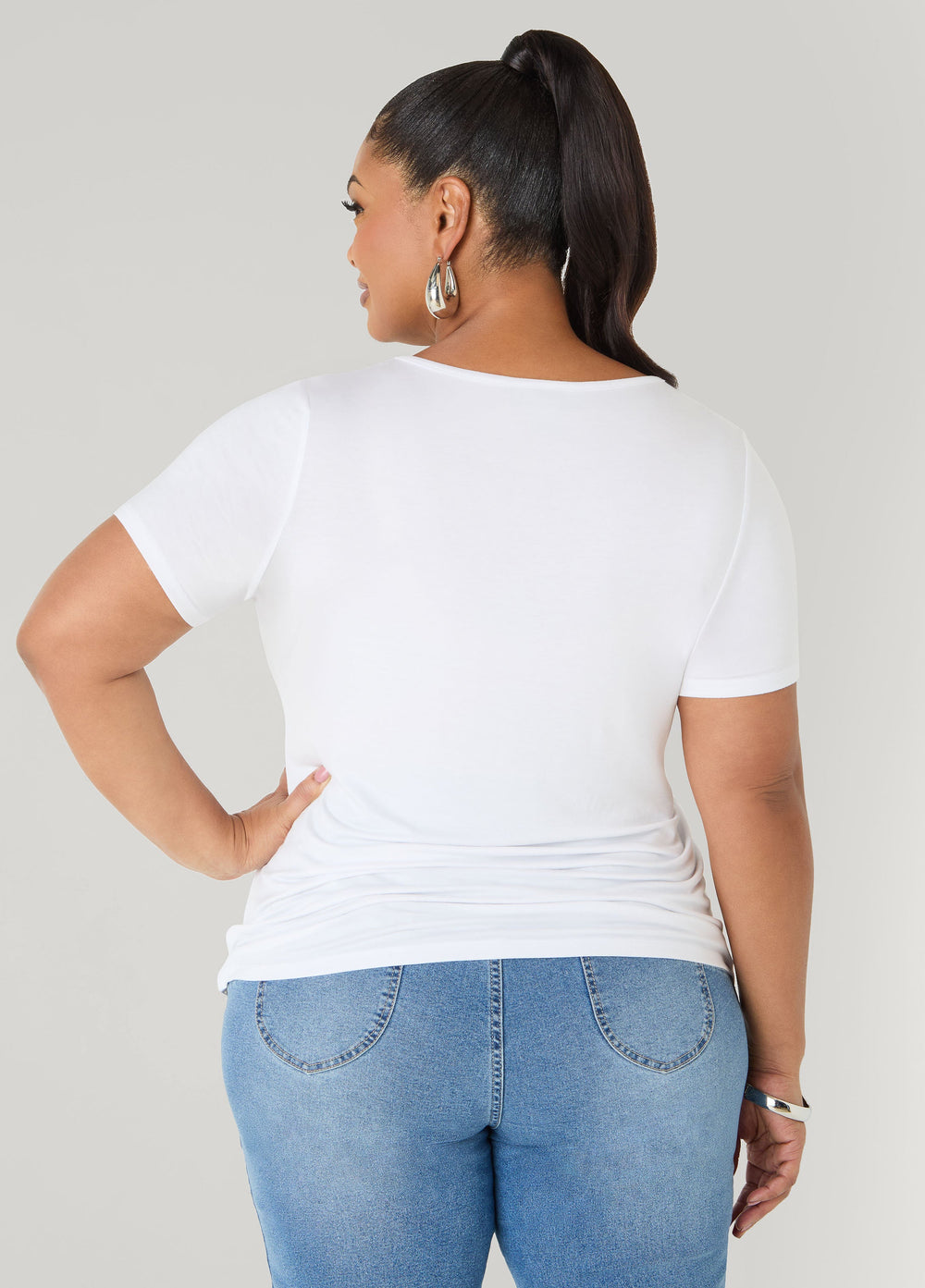 Basic Crewneck Jersey Tee Victoria Blue | Ashley Stewart