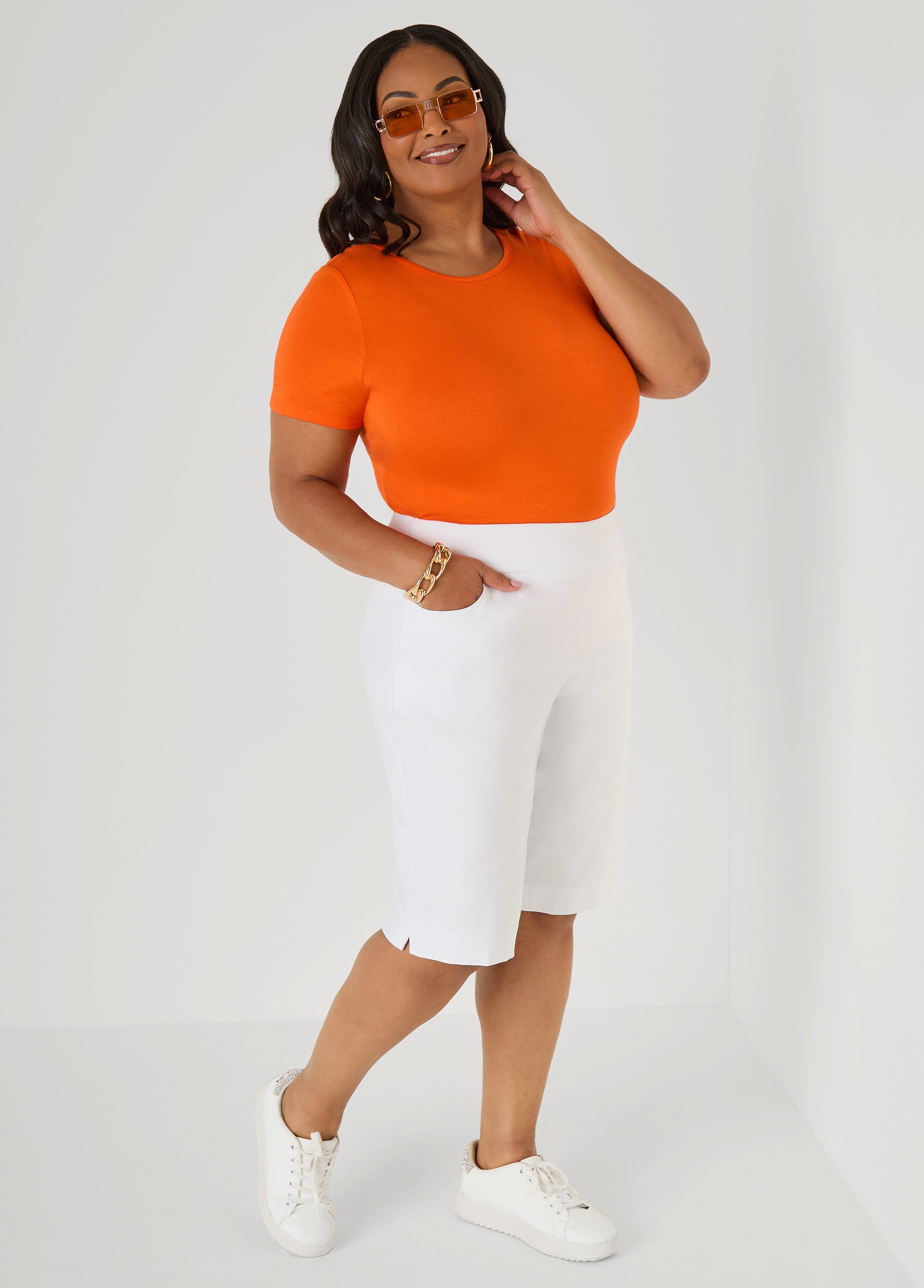 The Basic Crewneck Jersey Tee Bosphorus | Ashley Stewart