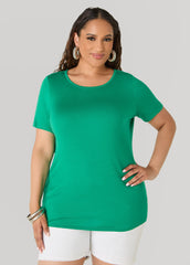 The Basic Crewneck Jersey Tee Bosphorus | Ashley Stewart