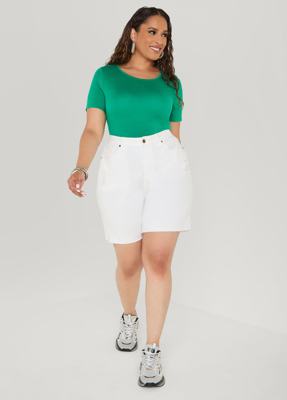The Basic Crewneck Jersey Tee Bosphorus | Ashley Stewart