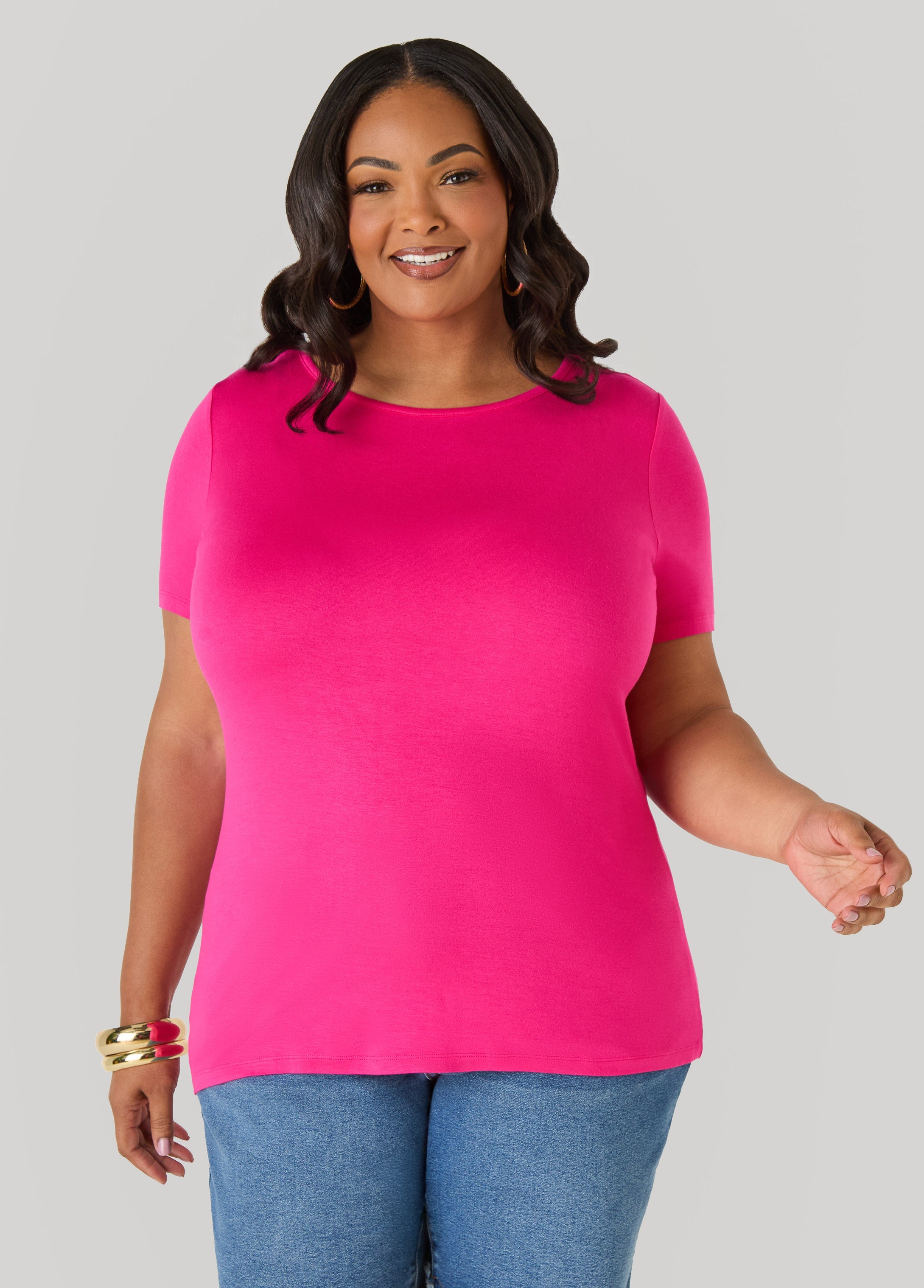 The Basic Crewneck Jersey Tee Bosphorus | Ashley Stewart