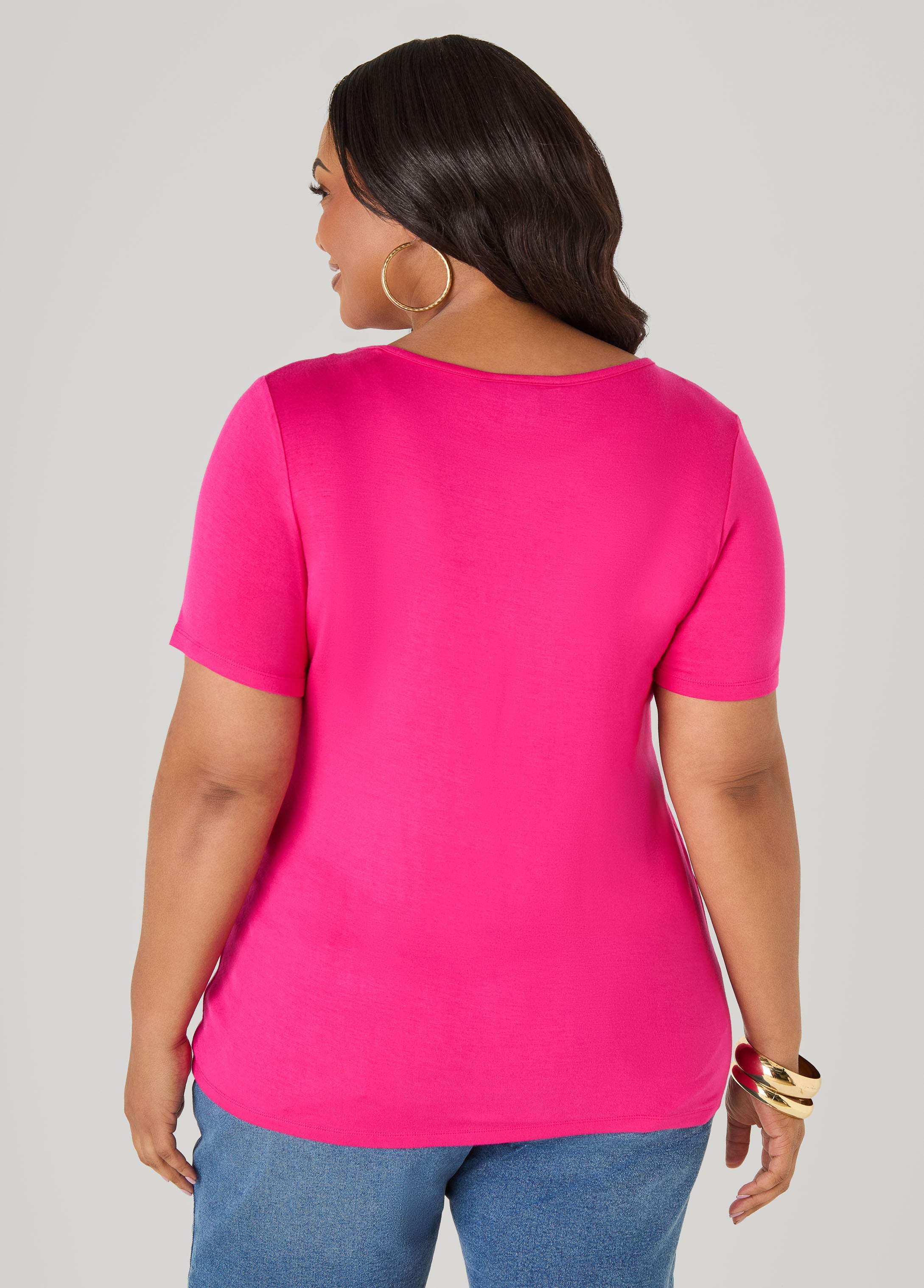 The Basic Crewneck Jersey Tee Bosphorus | Ashley Stewart