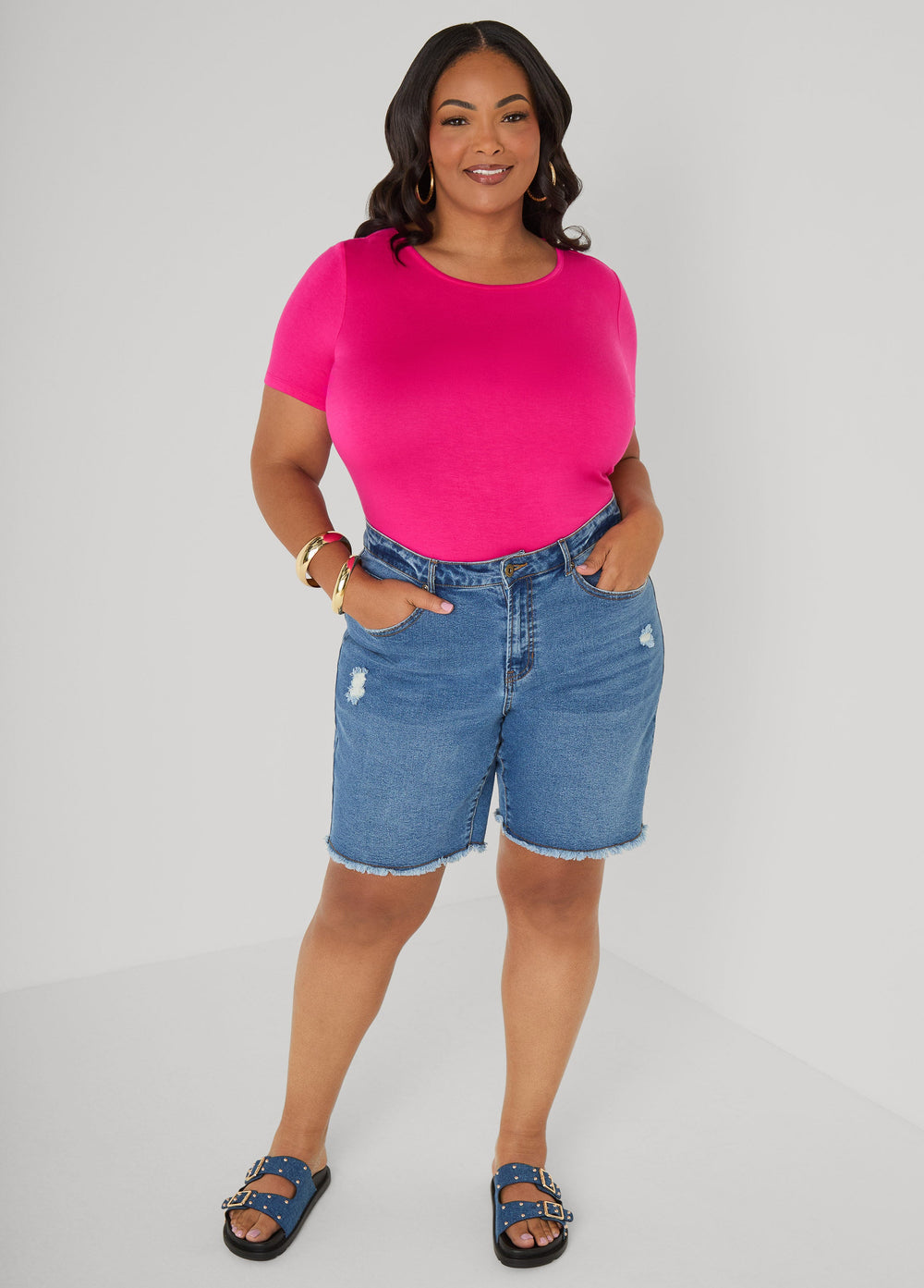 The Basic Crewneck Jersey Tee Bosphorus | Ashley Stewart