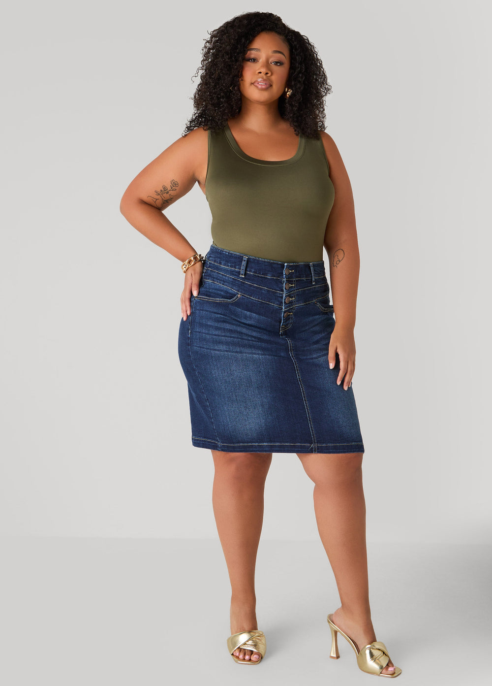 Basic Knit Cami Top White | Ashley Stewart