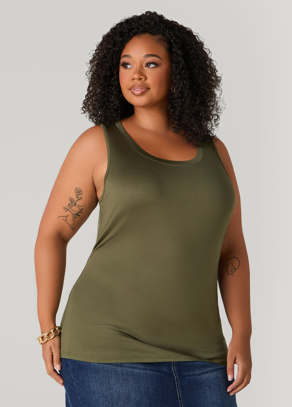 Basic Knit Cami Top White | Ashley Stewart
