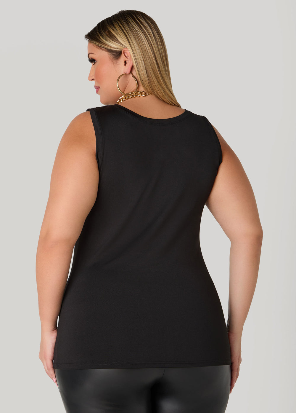 Basic Knit Cami Top White | Ashley Stewart