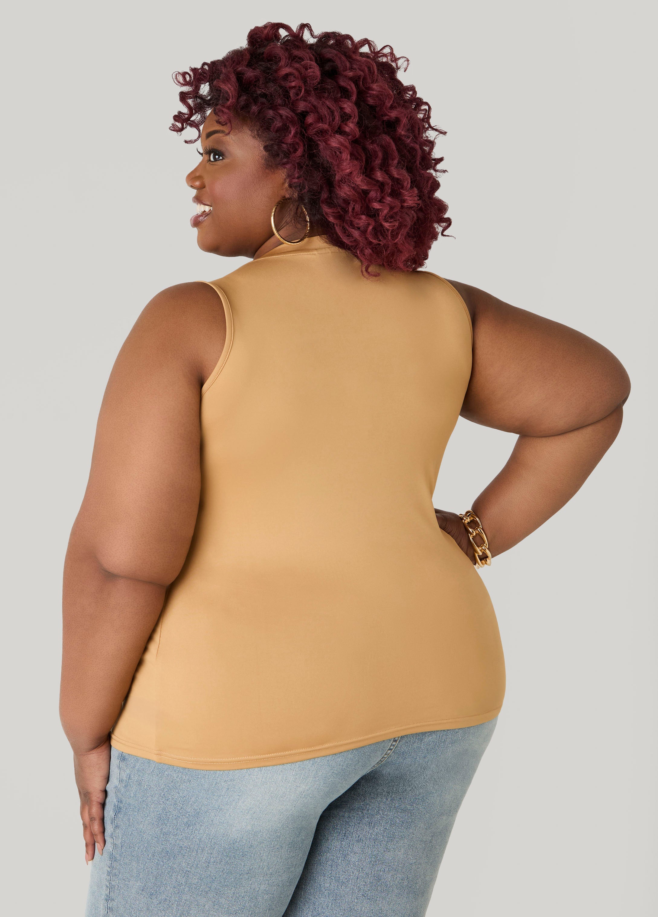 Basic Knit Cami Top White | Ashley Stewart
