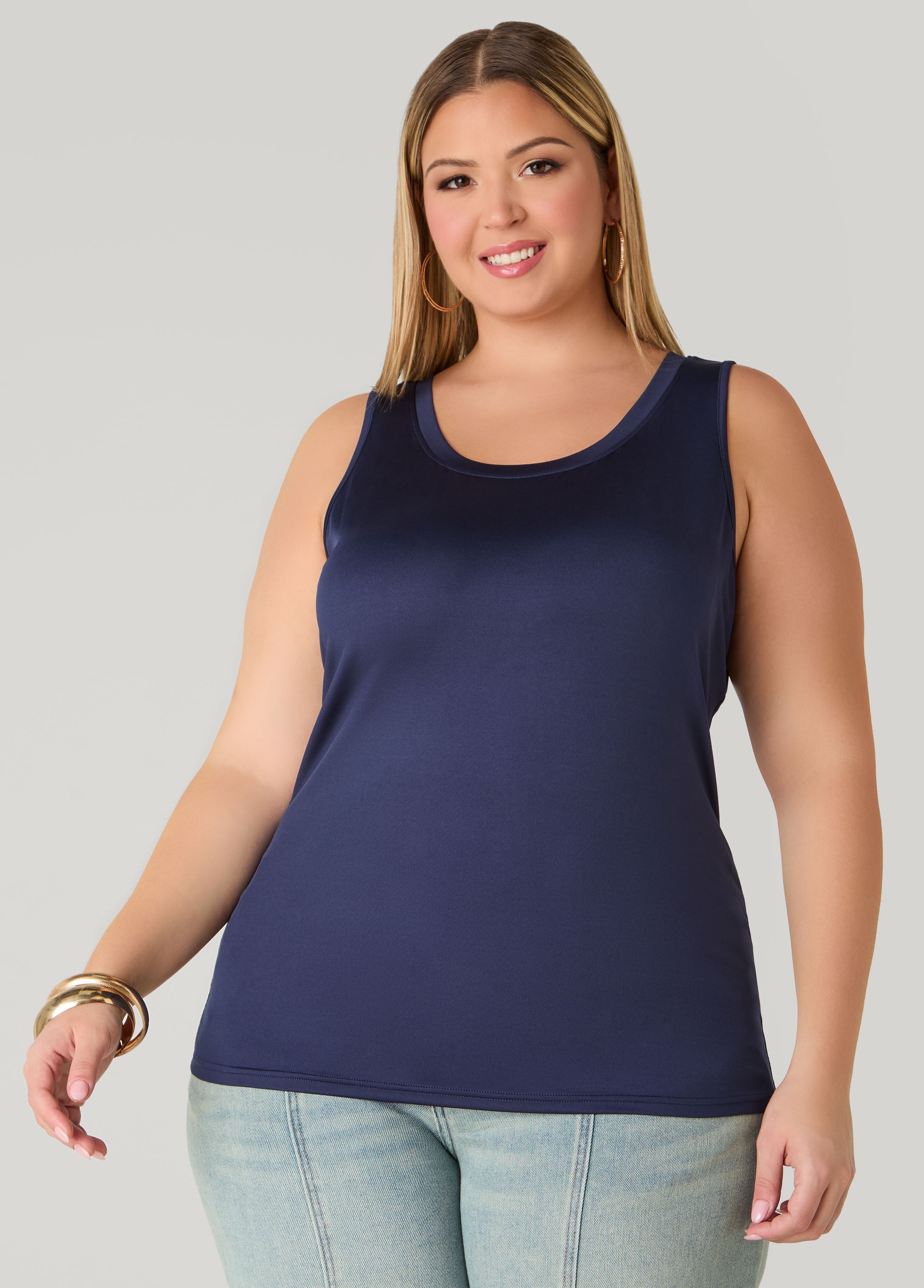 Basic Knit Cami Top White | Ashley Stewart