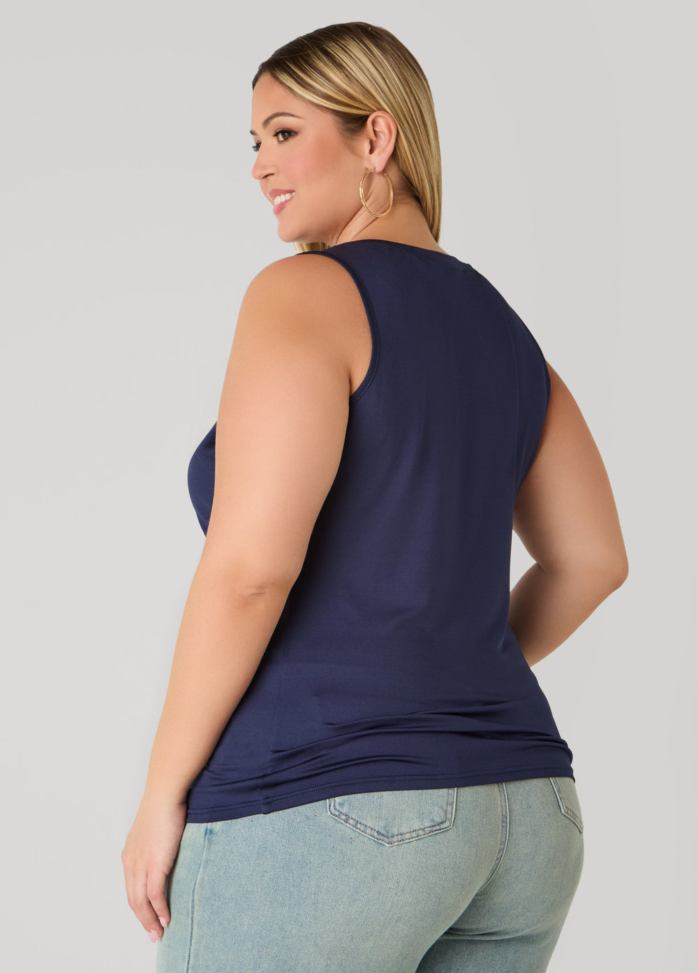 Basic Knit Cami Top White | Ashley Stewart