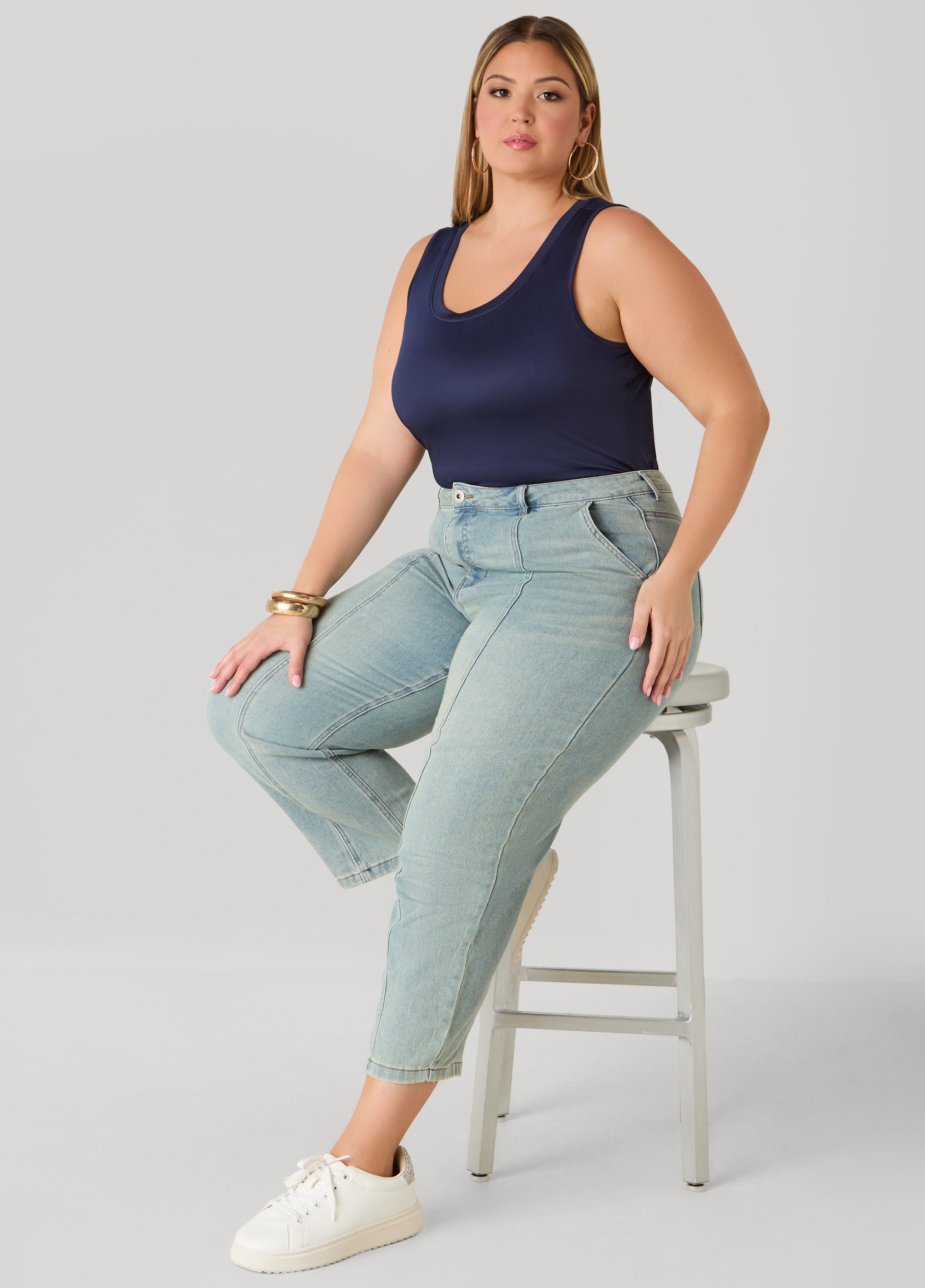 Basic Knit Cami Top White | Ashley Stewart