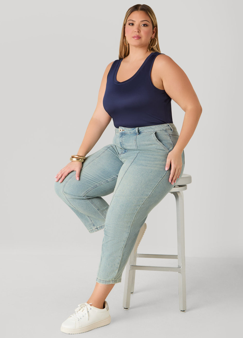 Basic Knit Cami Top White | Ashley Stewart
