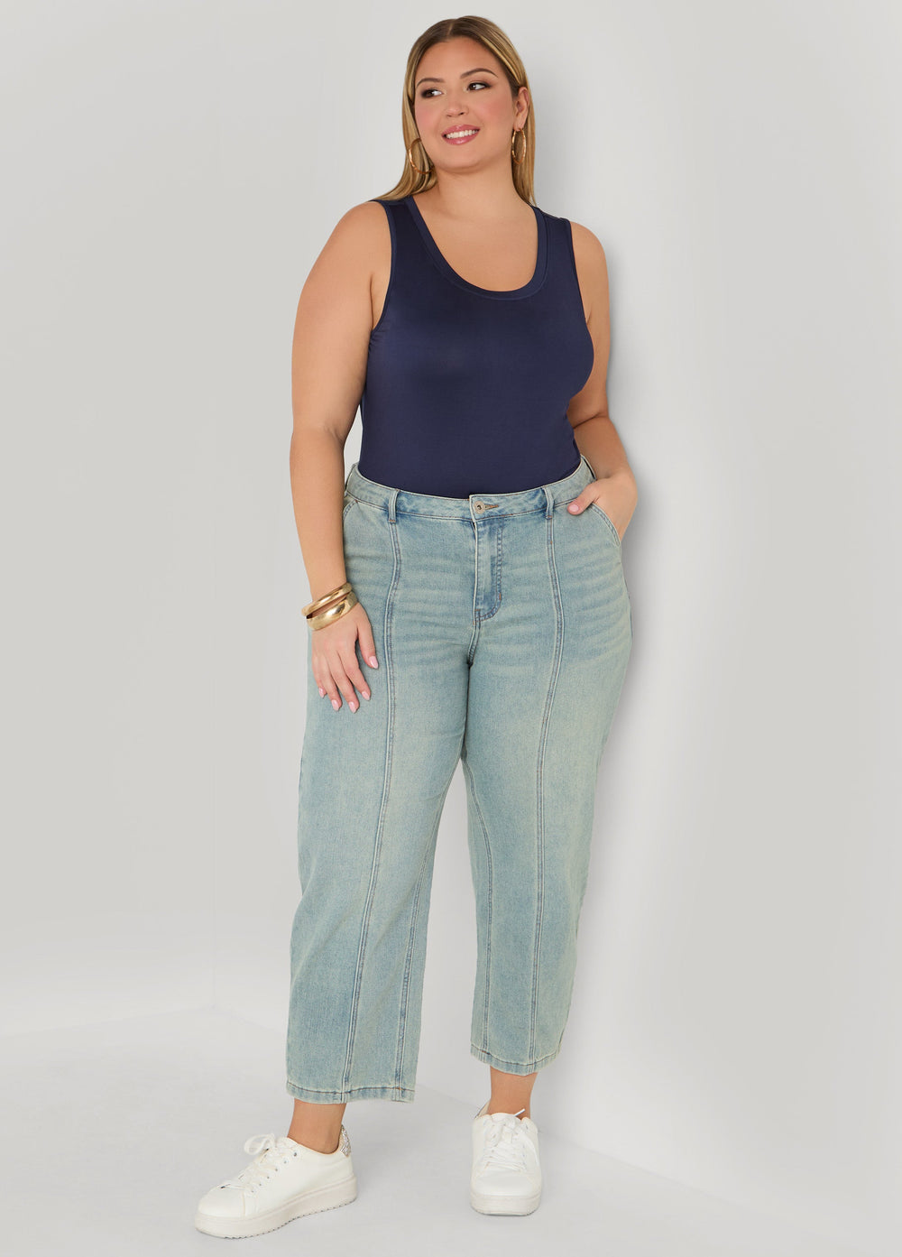 Basic Knit Cami Top White | Ashley Stewart