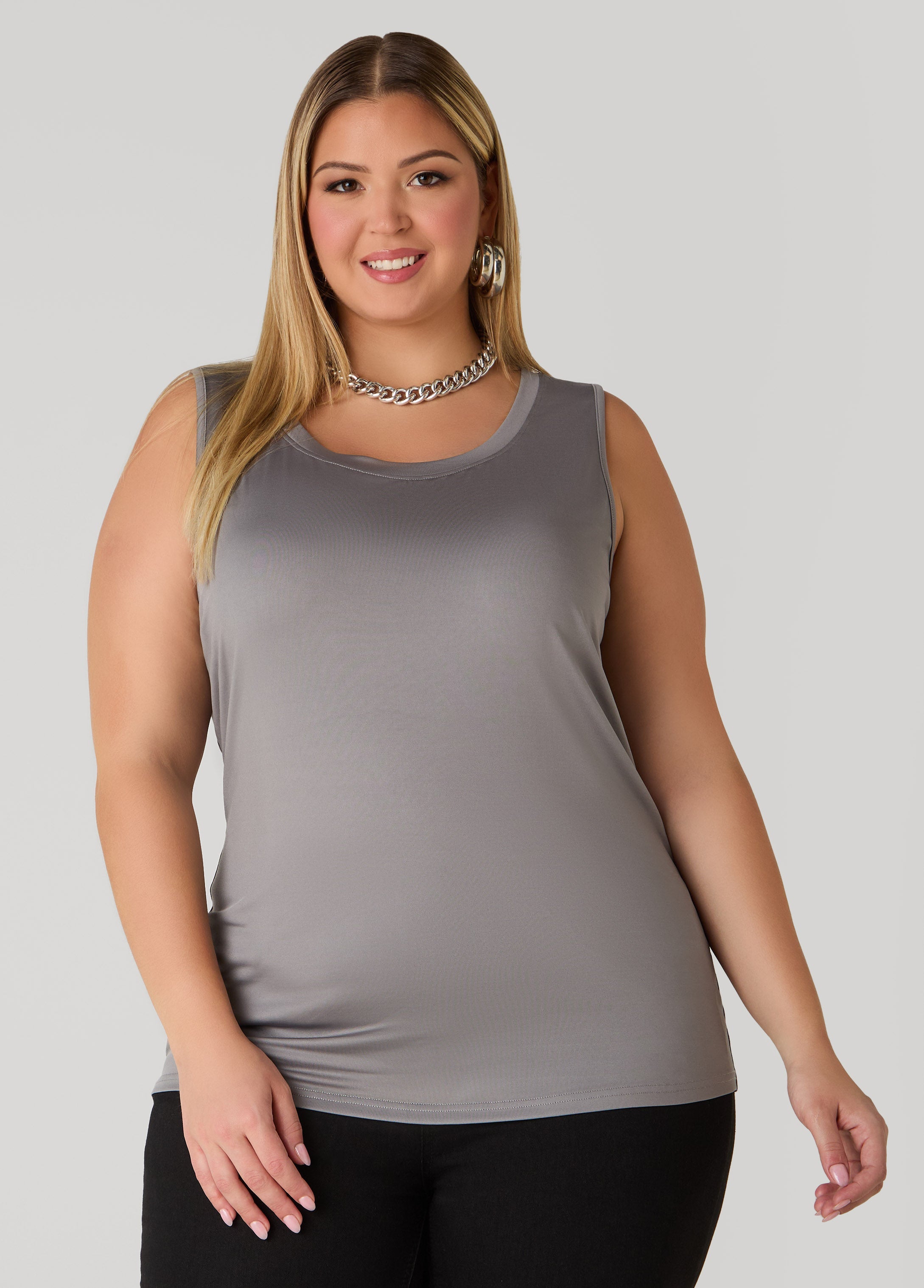 Basic Knit Cami Top White | Ashley Stewart