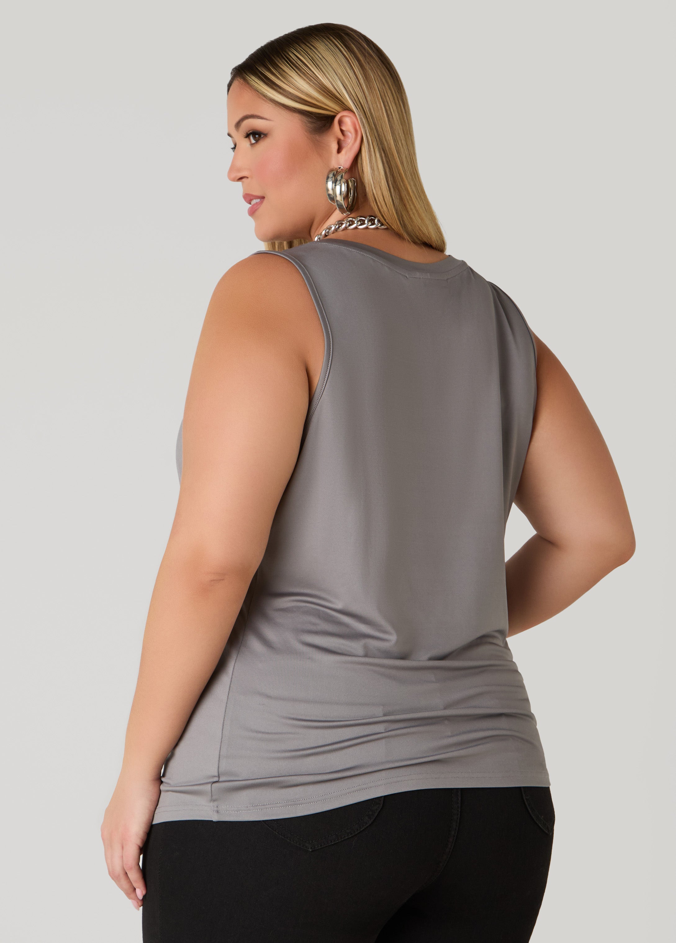 Basic Knit Cami Top White | Ashley Stewart