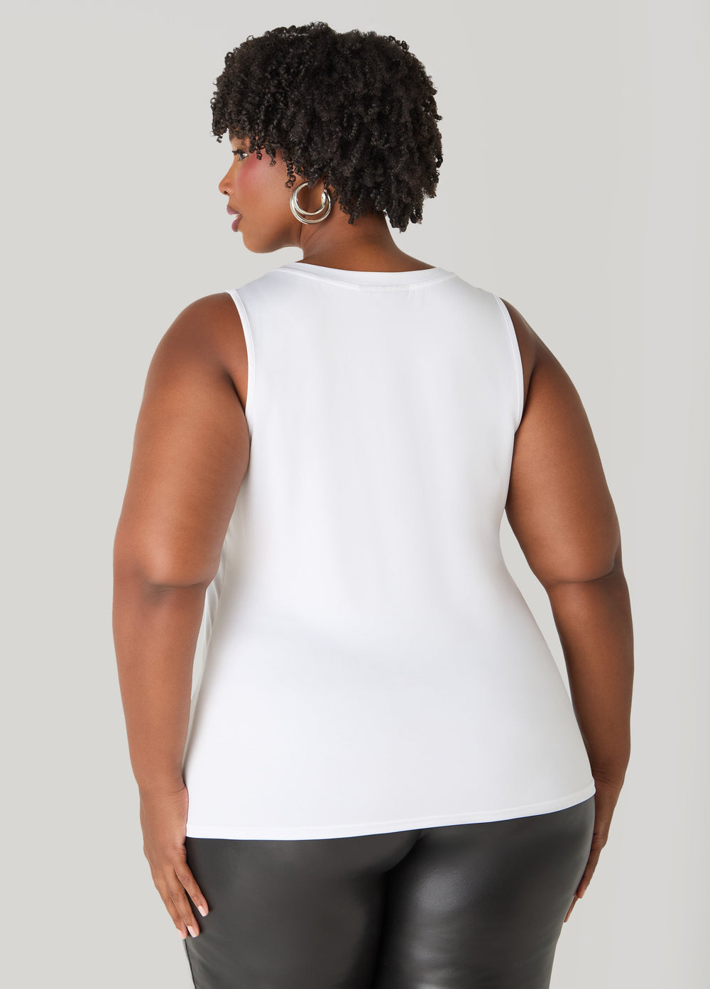 Basic Knit Cami Top White | Ashley Stewart