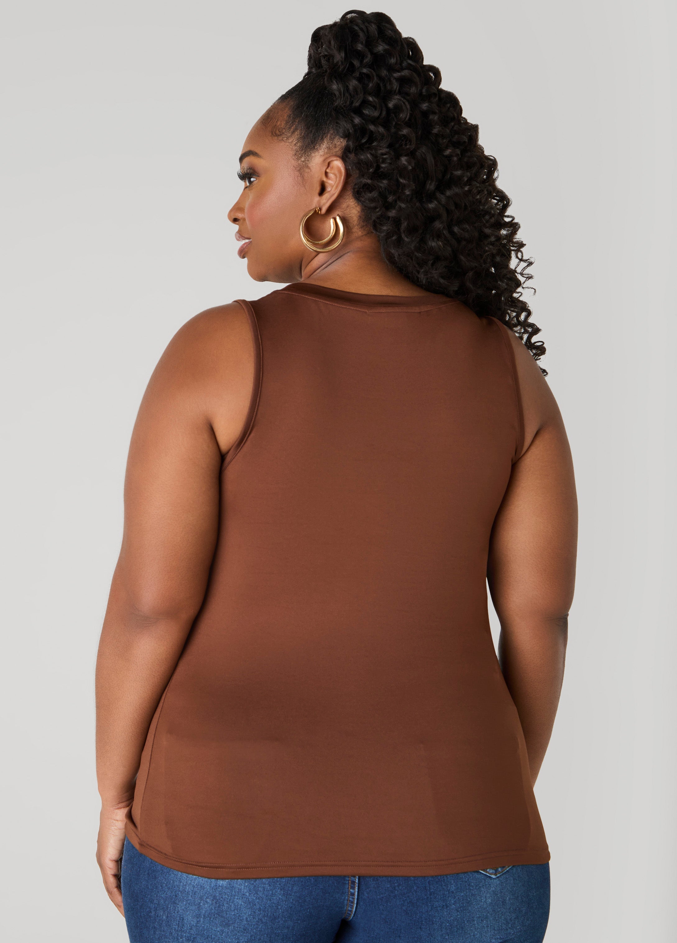 Basic Knit Cami Top White | Ashley Stewart