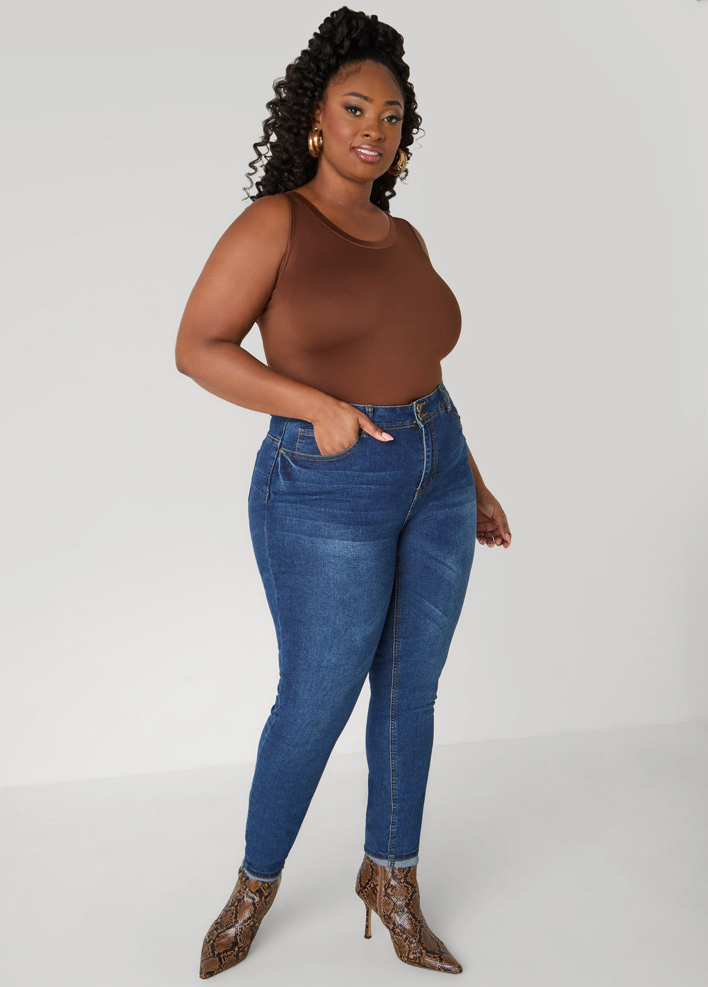 Basic Knit Cami Top White | Ashley Stewart