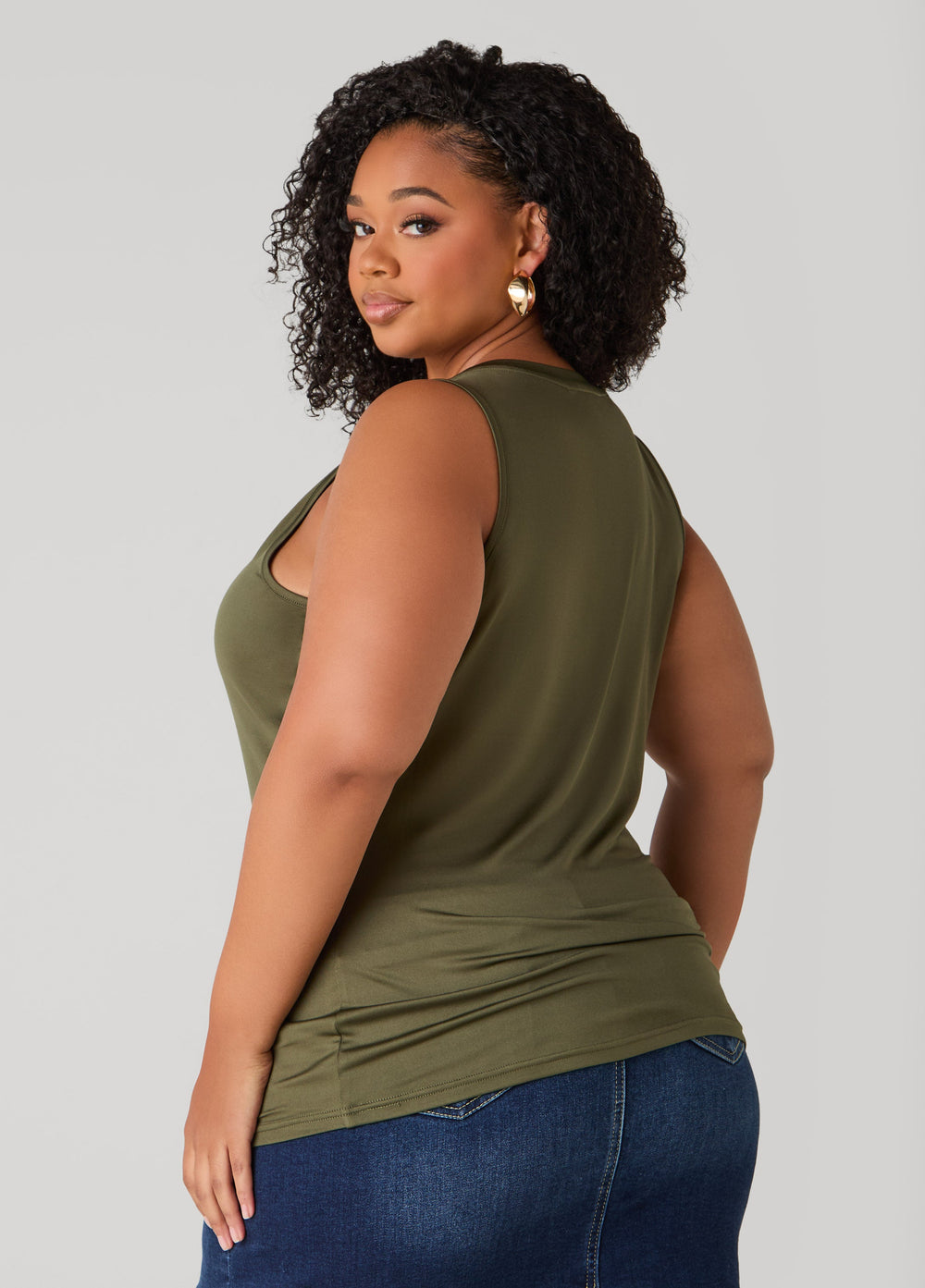 Basic Knit Cami Top White | Ashley Stewart