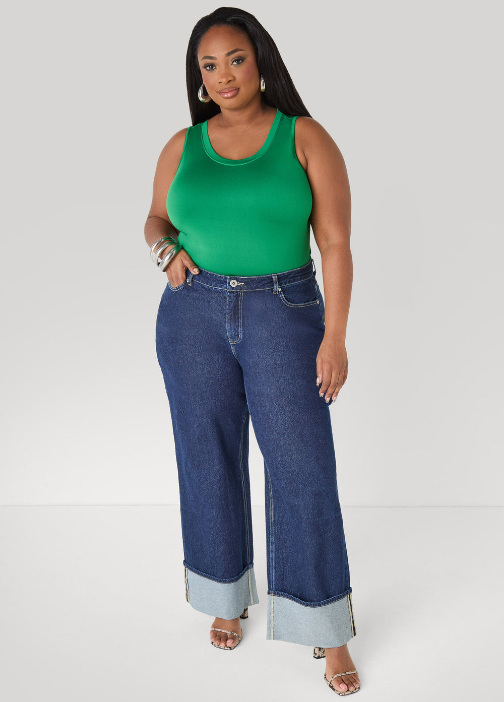 The Basic Knitted Cami Macaw Green | Ashley Stewart