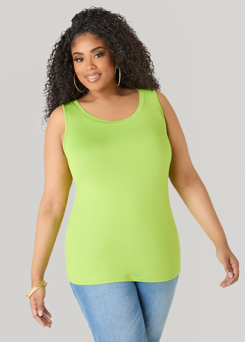 The Basic Knitted Cami Macaw Green | Ashley Stewart