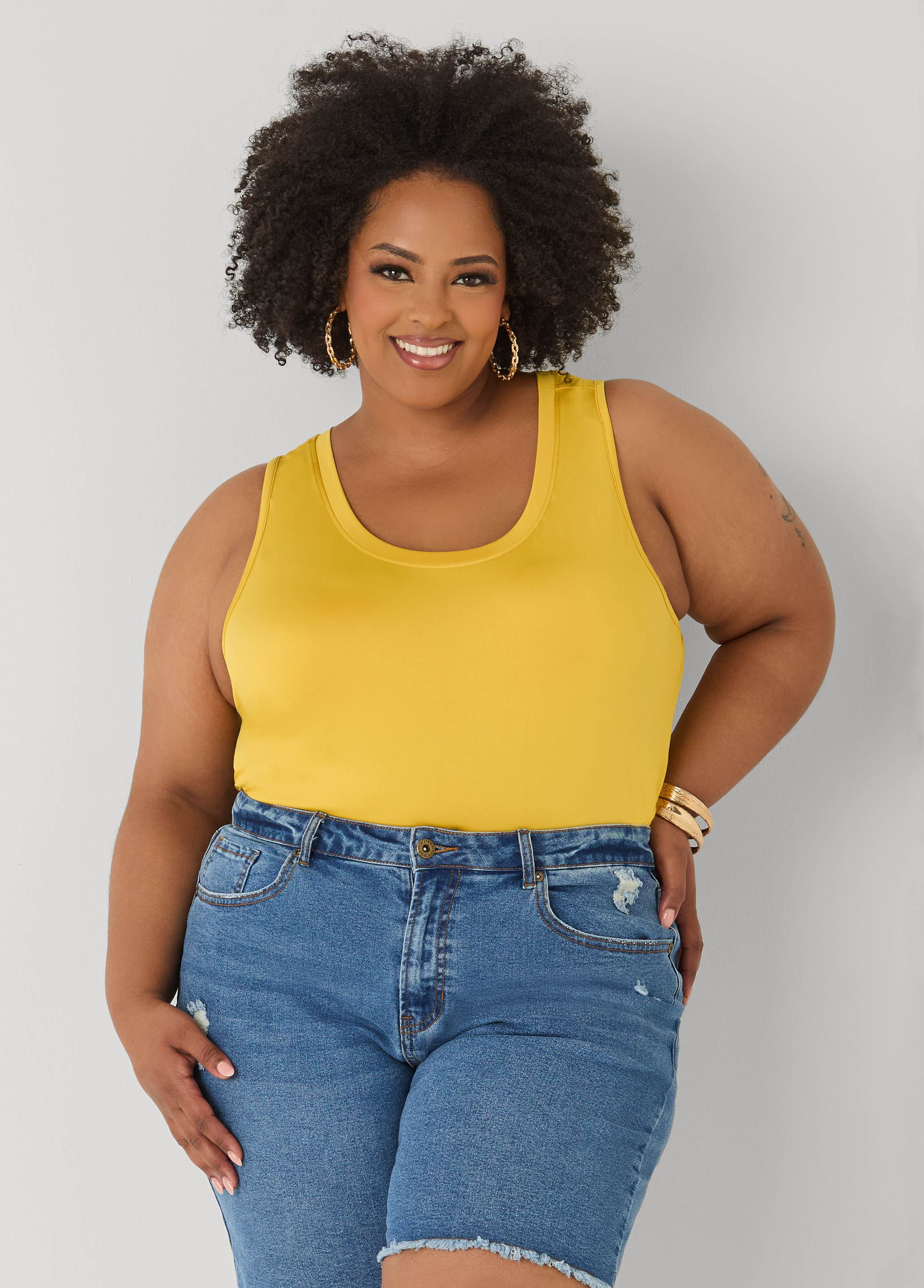 The Basic Knitted Cami Macaw Green | Ashley Stewart