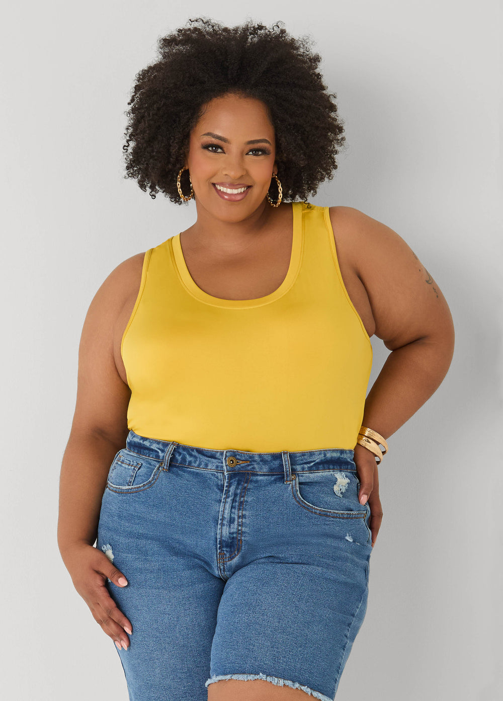 The Basic Knitted Cami Macaw Green | Ashley Stewart