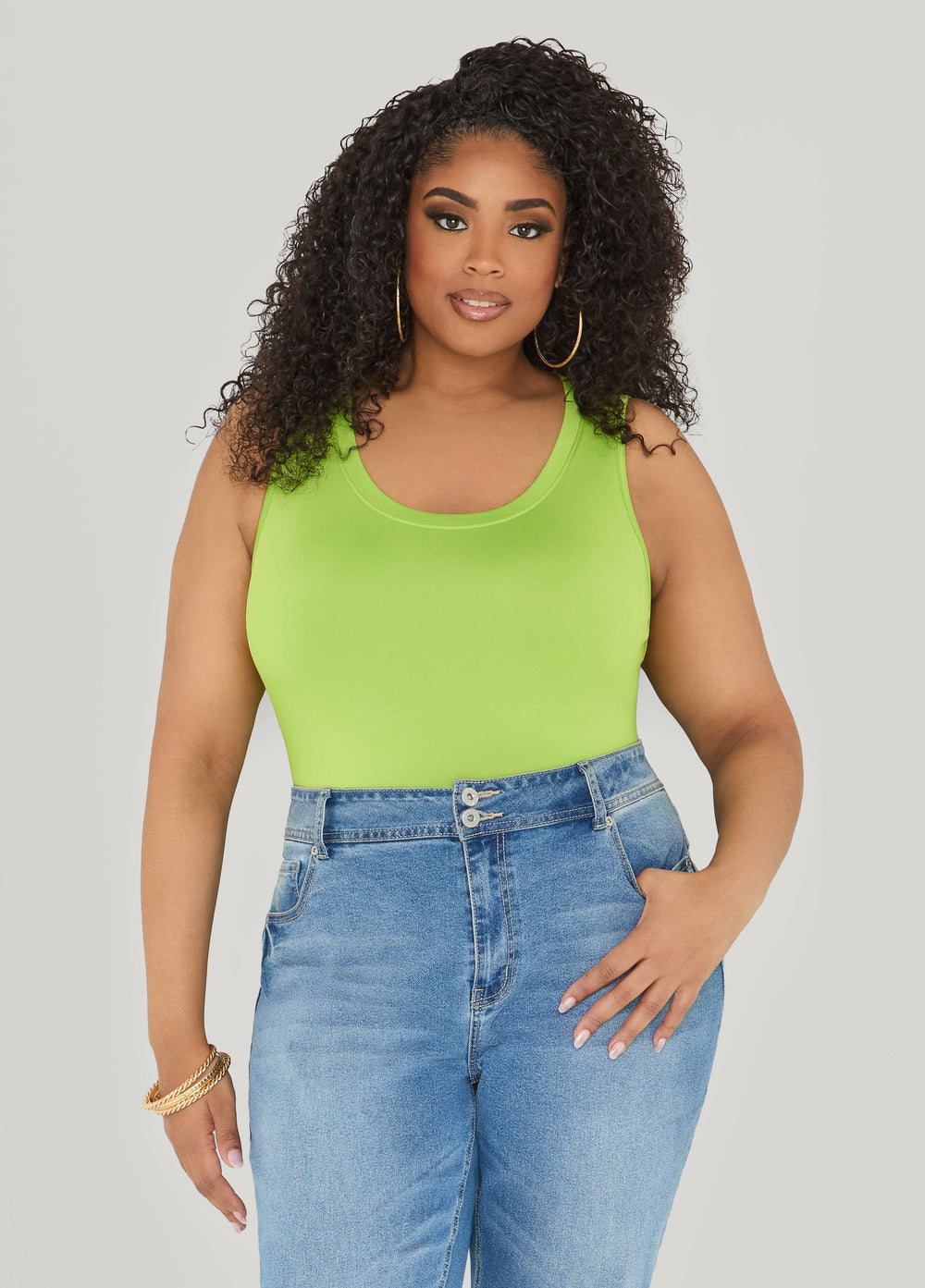 The Basic Knitted Cami Macaw Green | Ashley Stewart