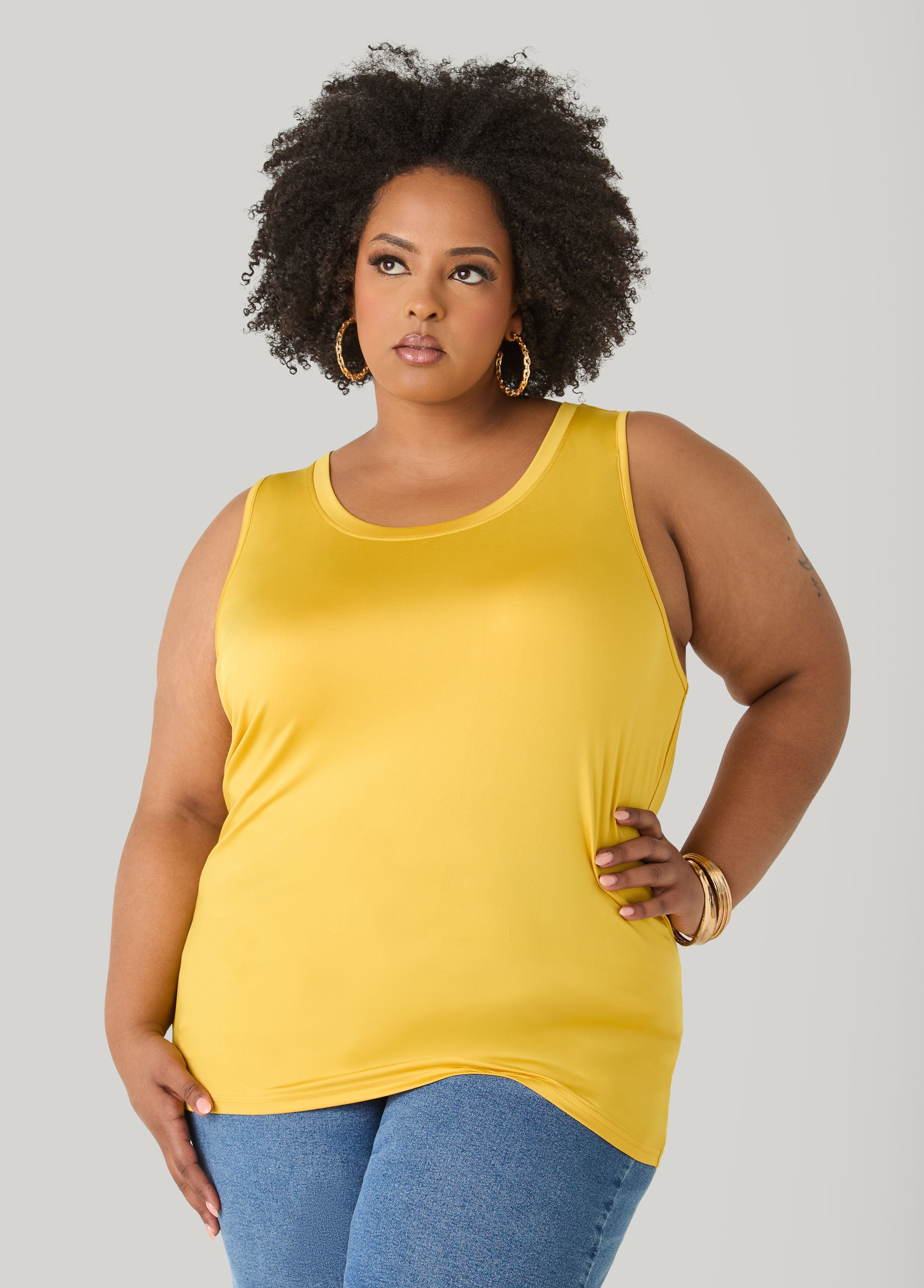 The Basic Knitted Cami Macaw Green | Ashley Stewart